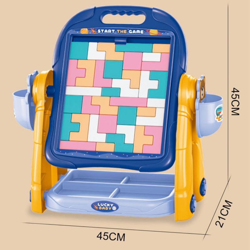 [IM] Mainan Papan Tulis 2 Sisi Multifungsi Jumbo / Mainan Balok Susun Tetris / Meja Gambar Tanpa Debu / Mainan 3 in 1 Papan Puzzle Tetris 4