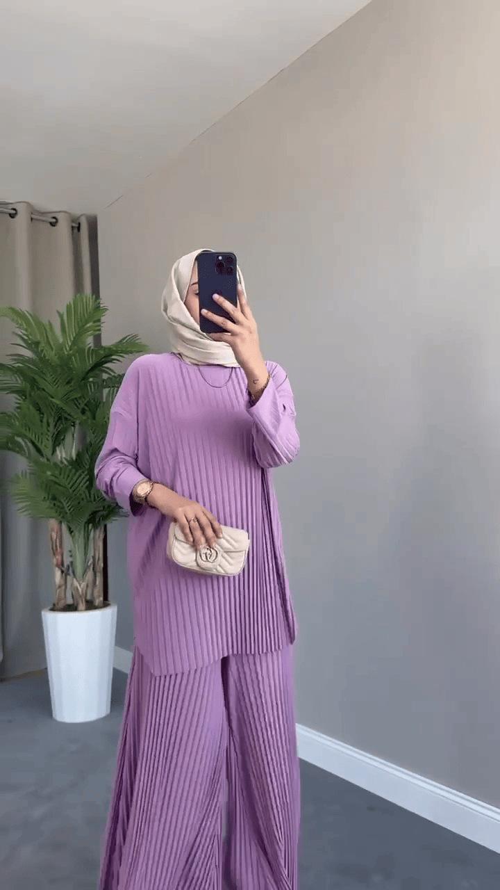 Product Introduction of Women's Clothing 2023 Autumn New Fashion Pleated Temperament Long Sleeve Shirt High Waist Wide Leg Pants Suit 14