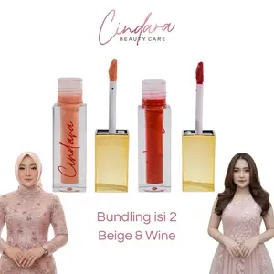 Cindara StayMatte Series Bundling 2 Shade Beige & Wine Lipstik Matte Tahan Lama