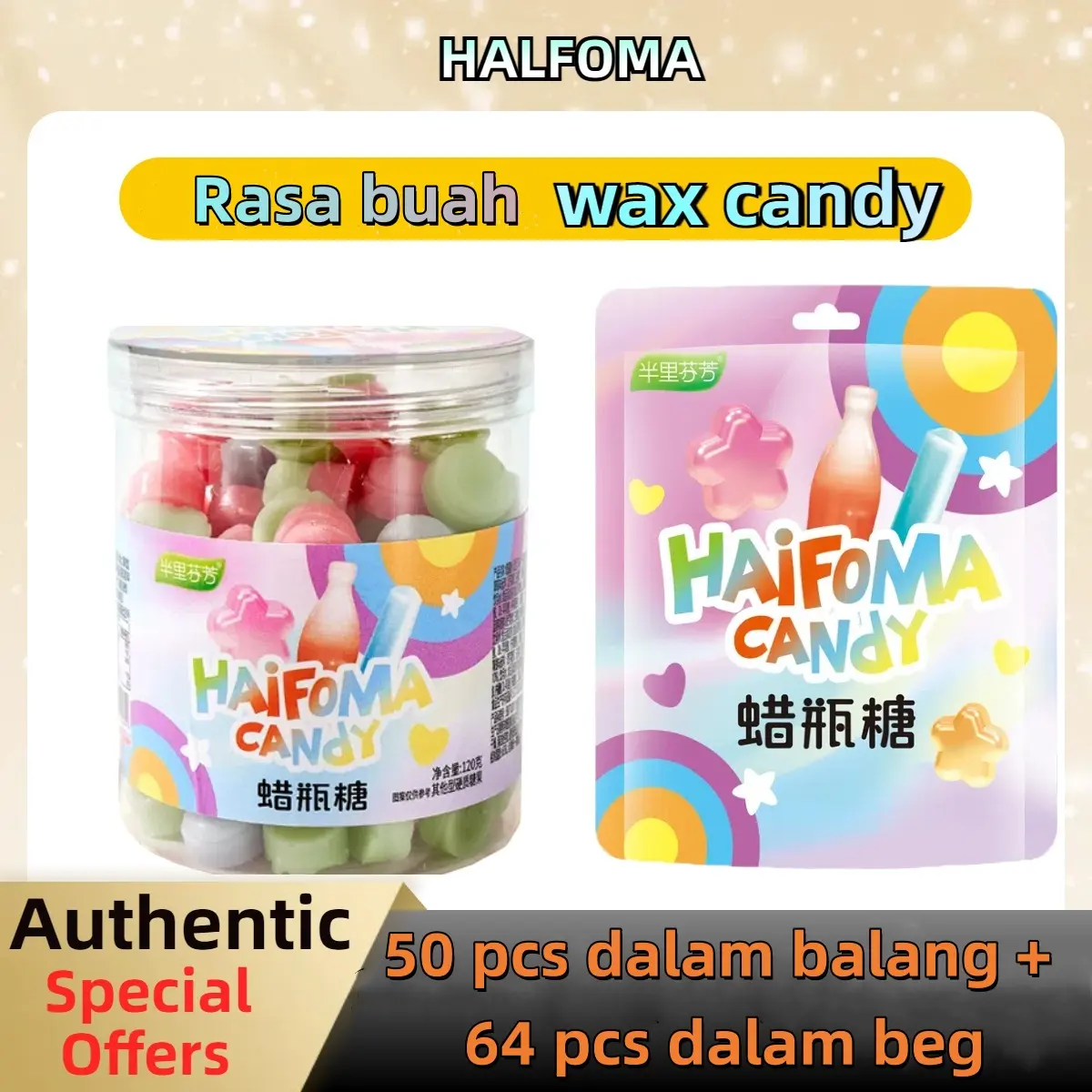 bottle wax candy halal,Rasa Buah Wax HALFOMA,beli satu percuma satuStrawberi, blueberry, teh hijau dan perisa lain, banyak bentuk yang comel, kunyah untuk menghilangkan tekanan, berehat snek Makanan Anggur Snacks Food