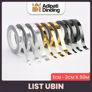 50 Meter Pergulungan List Gold, Black, Silver Stiker Pembatas Keramik Nat Keramik Gulungan Stiker List Hias Dinding, List Linen,  Plat Strip Dekorasi Dinding dan Keramik