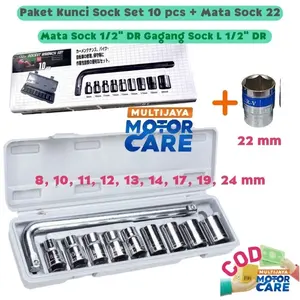 Kunci Shock Socket Set untuk Motor dan Mobil Gagang Mata Sok Lengkap