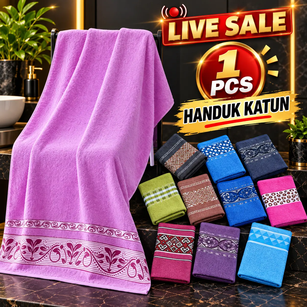 LIVE SALE - Abang.Adik ( 1 Pcs Handuk Mandi Dewasa Bahan Katun 350gr Bisa Pilih Warna