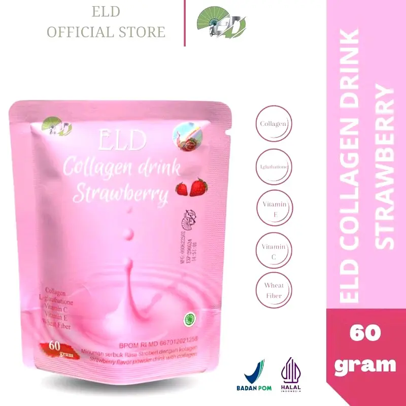 ELD Collagen Drink Strawberry Memutihkan dan Mencerahkan Kulit [60 Gram] minuman pemutih suplemen kulit 6