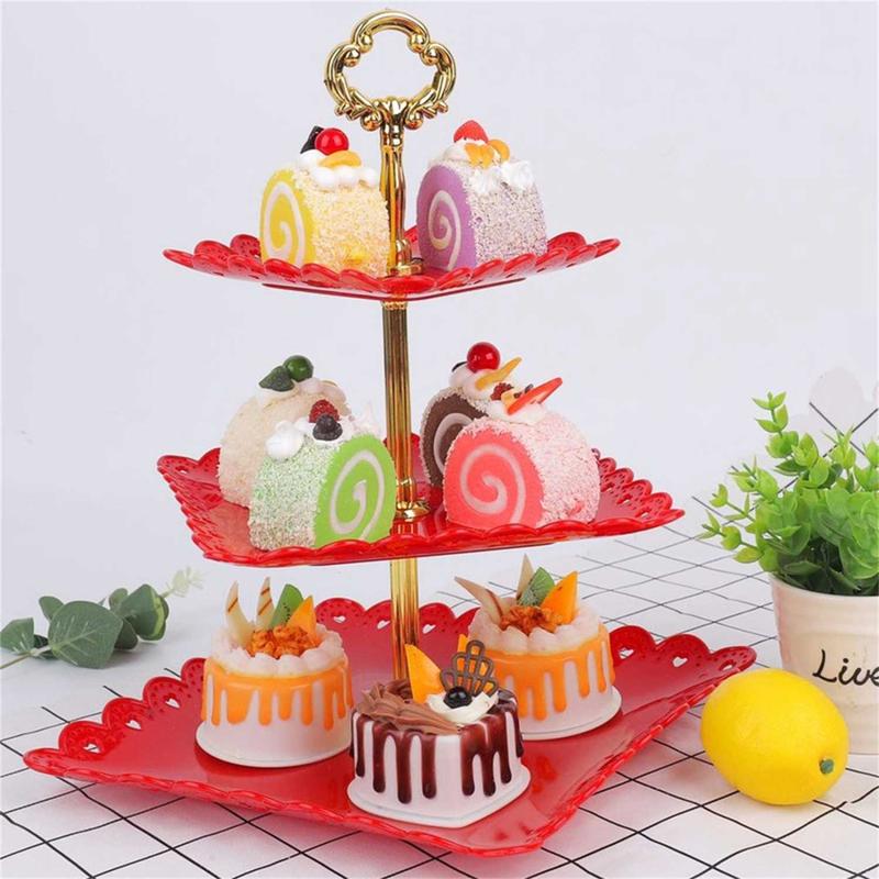 Product Introduction of Rak Kue Susun 3 Tingkat tempat diseert piring makanan kecil Detachable Plate Cake Stand Display 0
