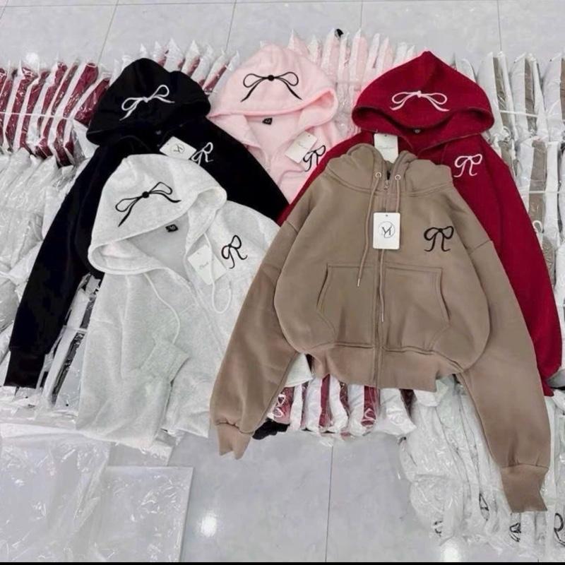 Áo Khoác Nỉ Thêu Nơ Nón To 2 Lớp
