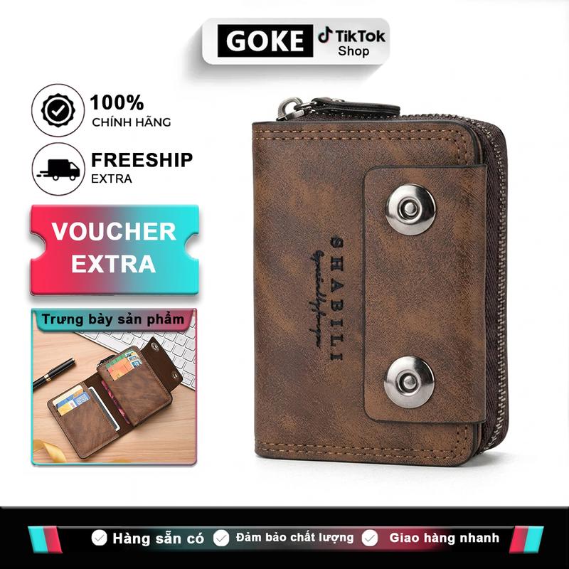 Goke Ví nam, ví nữ, túi đựng thẻ, dễ mang theo, thời trang, chất liệu da PU cao cấp, mới cho năm 2025