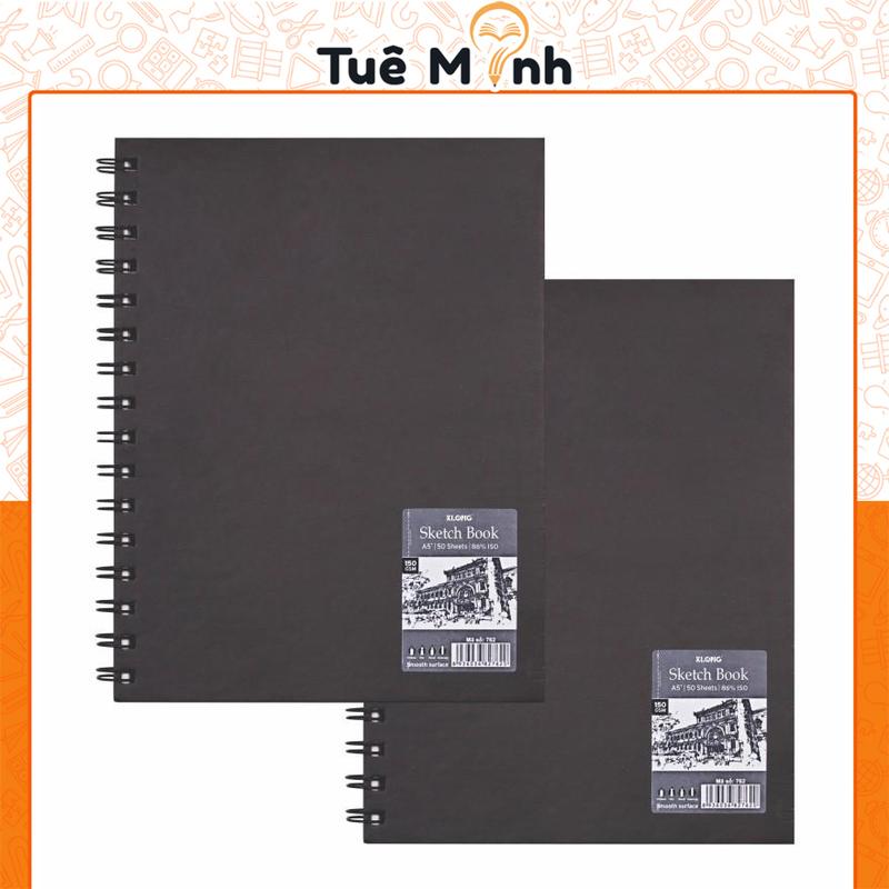 Sổ vẽ phác thảo 150gsm luyện vẽ màu nước MS 762 KLONG A5 giấy trơn 50 tờ, Sketch Book tập lò xo giấy dày