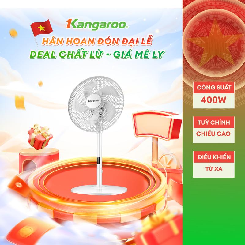 [ IH ] Quạt đứng 5 cánh Kangaroo KG726- - có remote, công suất 45W, khớp nối điều chỉnh linh hoạt độ cao.