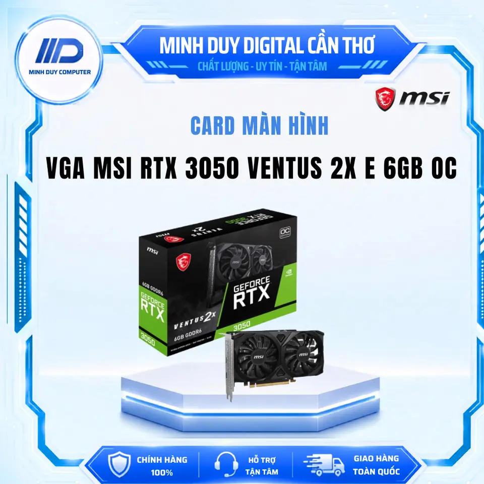 VGA MSI RTX 3050 VENTUS 2X E 6GB OC - BẢO HÀNH CHÍNH HÃNG 3 NĂM