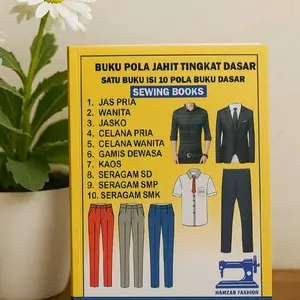 buku panduan menjahit pola dasar bagi pemula gampang d paham dan mudah,satu buku isi 10 panduan pola
