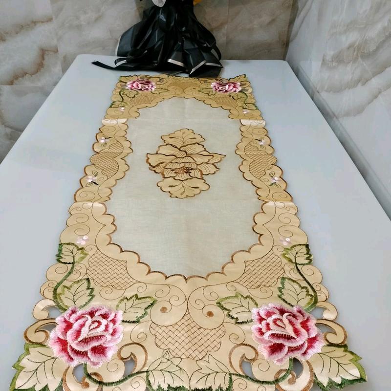 taplak meja tamu bordir impor,motif serat nanas UK 40x100cm Bunga Dekorasi 0