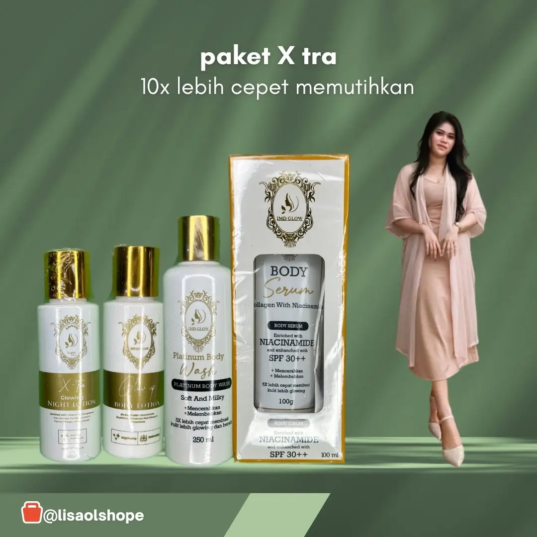 HB X-tra glowing siang malam & (body serum/sabun cair)