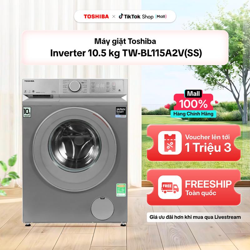 Máy giặt Toshiba inverter 10.5 kg TW-BL115A2V(SS) - Kết nối Wifi và điều khiển từ xa bằng điện thoại thông minh