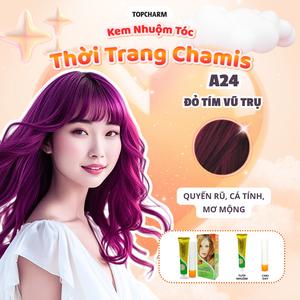 Kem nhuộm Đỏ Tím Vũ Trụ A24 mơ mộng TOPCHARM 30 màu, lên màu nhanh chuẩn, dưỡng tóc bóng mềm (kèm oxy, bao tay, lược) Nhuộm Tóc Đổi Màu Tóc Nữ