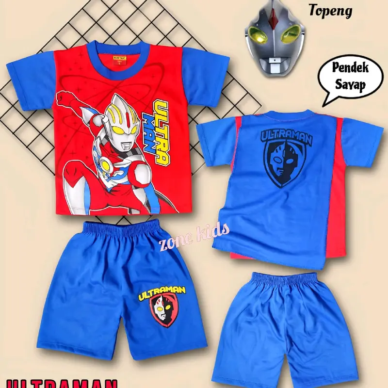 baju setelan kostum / costum ultraman bisa tambah topeng untuk usia 1-10 tahun Fashion 1