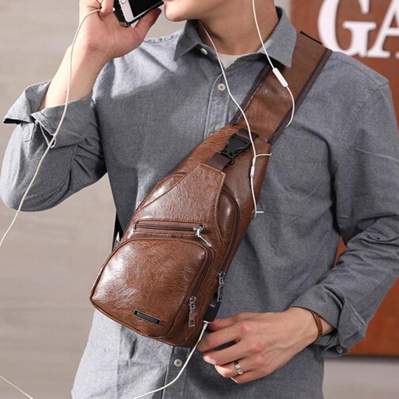Product Introduction of Men's USB Charging Bag Men's Chest Bag for Custom PU PVC Shoulder Bag Diagonal Package Messenger Travel Bag Cross Body Bags 20