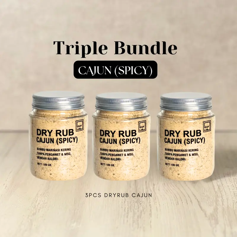 Leanlab Bumbu Masak Dry Rub Triple Bundle 100g x3 (Original/Cajun) - Cocok untuk Daging Ayam, Sapi, Ikan, dan Tempe - Bawang, Masakan 1