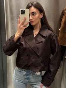 Abrigo trench corto para mujer, otoño/primavera 2026, novedad en abrigos y chaquetas, estilo minimalista, doble botonadura, chaqueta corta de oficina para traslados