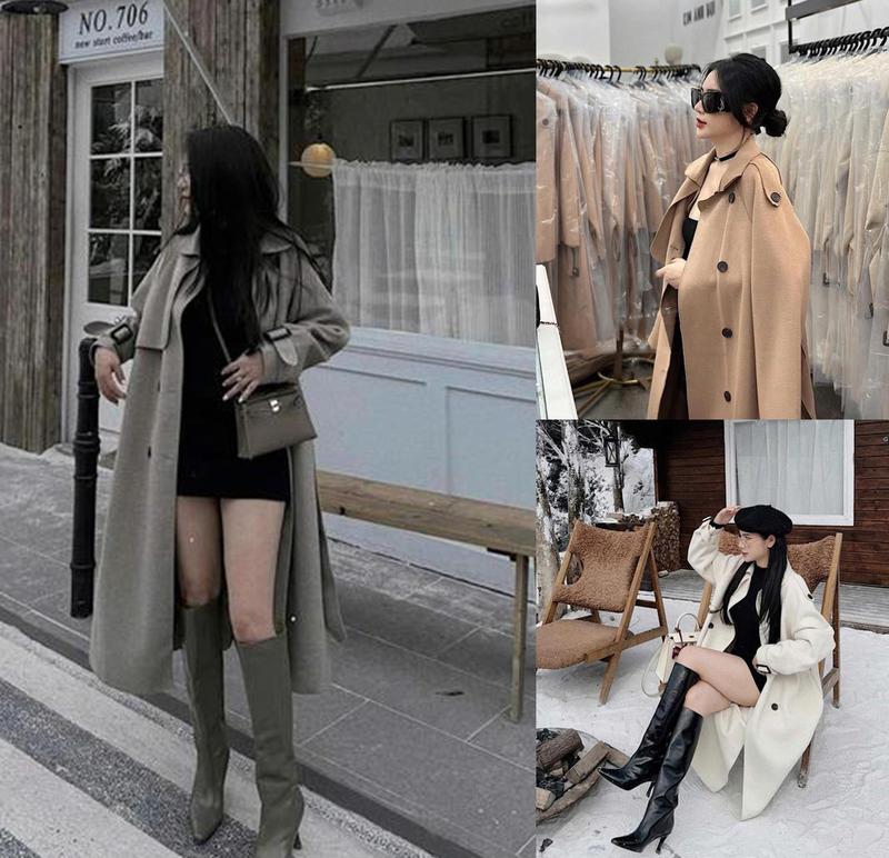 ( Kèm Đai ) Áo Khoác Dạ Mangto Nữ Dáng Dài Dạ Ép Cổ Sơ Mi 4 Màu Basic By