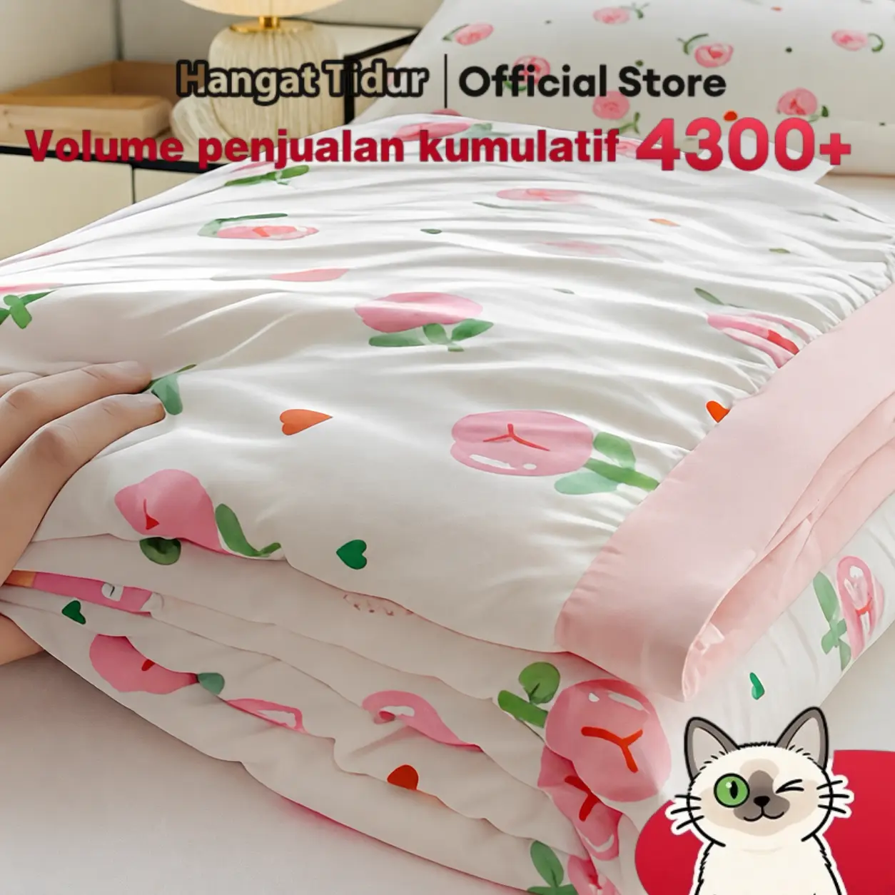 【Selimut musim panas yang lucu】Selimut Musim Panas Tipis Motif Lucu Girly untuk Wanita, Kain Kasa Dua Lapis, Adem Breathable Tidak Pengap, Lembut Ramah Kulit, Bisa Dicuci Mesin, Cocok untuk Kamar Tidur, Kost, Sofa, AC, Hadiah Estetik
