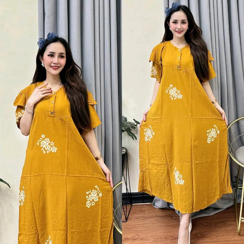 DRESS BUSUI LENGAN TUMPUK - DASTER KLOK A TALI SAMPING LD 120 2