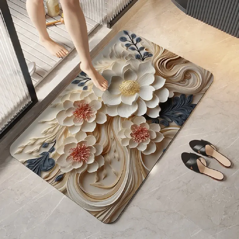 Radeva Gallery - Keset Lantai/Keset Kaki Anti Slip Ukuran 40x60CM Motif Bunga Motif Lucu Kekinian Karpet 0