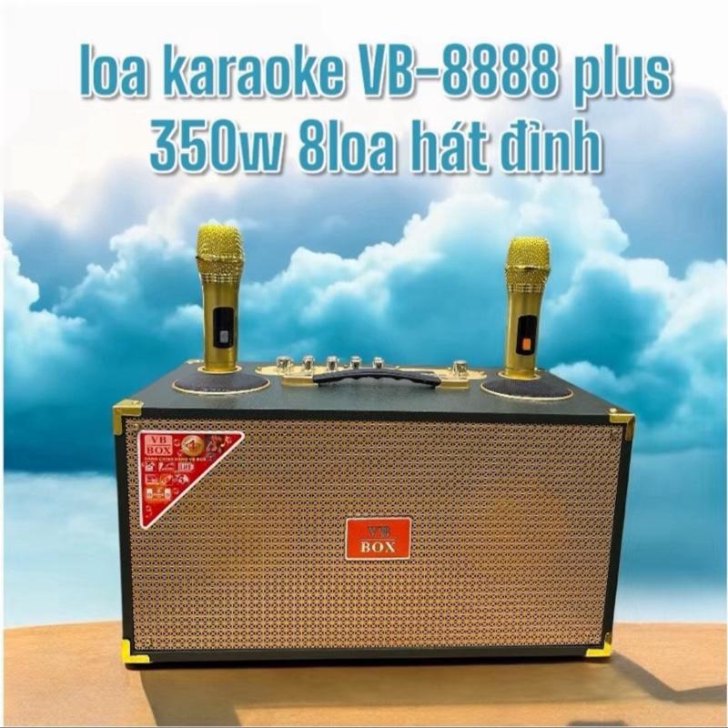 VB-BOX Loa Karaoke VB8888 Plus 350W 8 Loa Hát Đỉnh 2Bass 16cm Kèm 2 Micro Không Dây UHFCông Suất Cao Cấp Eco Delay Reverb