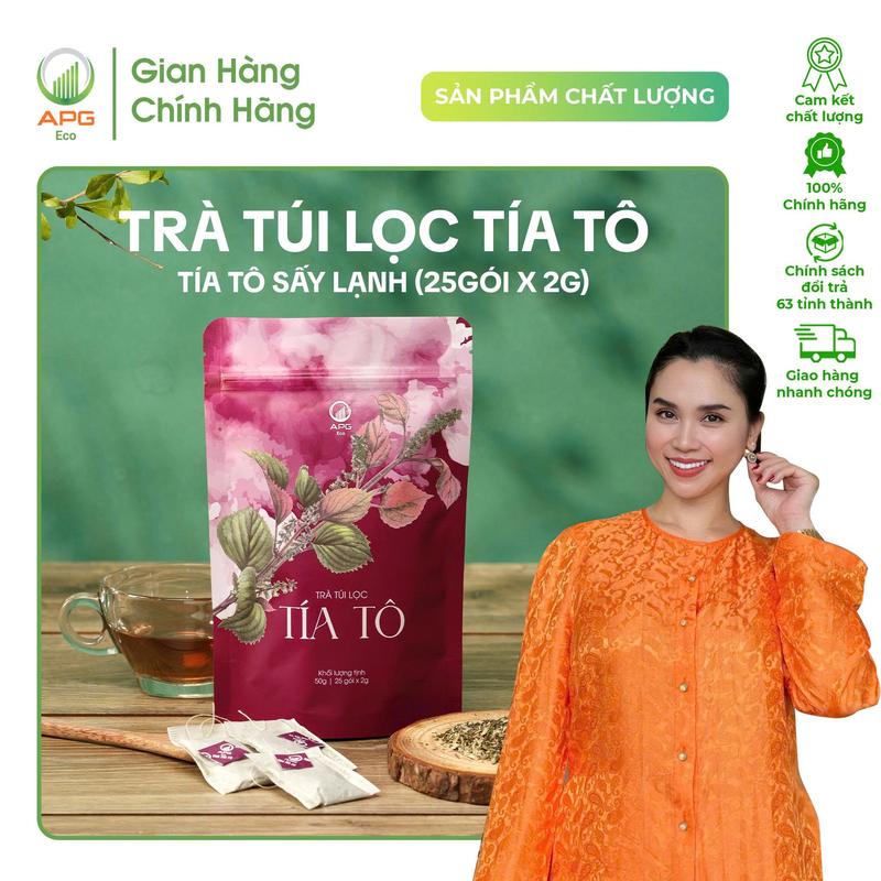 Trà Túi Lọc Tía Tô APG ECO hỗ trợ cho người bệnh gout làm đẹp da quy cách túi 25 gói x 2g