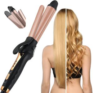 温度調節可能なストレートアイロン、カール＆ストレートの2in1コンボ、完璧なスタイリングツール、多機能ヘアローラー、レディース向けのギフト・プレゼント向け