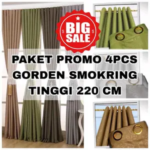 PAKET PROMO GORDEN 3PCS DAN 4PCS GORDEN SMOKRING JENDELA DAN PINTU AESTETIC TINGGI 220 CM