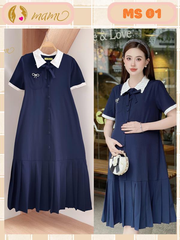 MAMI] Đầm Bầu váy bầu đầm bầu công sở thiết kế lịch sự, trẻ trung pha trắng cho mẹ bầu đi làm, thiết kế by Mami