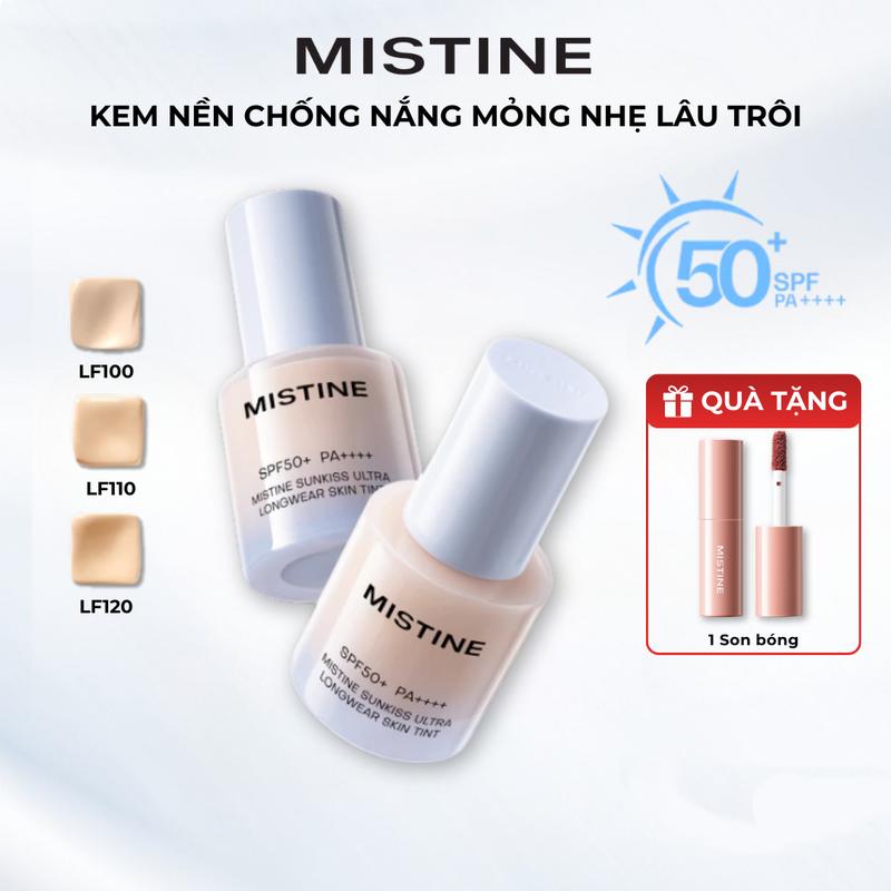 【COD Mistine Kem Nền MISTINE Sunkiss SPF50+ PA++++ Chống Nắng Kiềm Dầu Lâu Trôi Che Khuyết Điểm 30g + Quà Tặng 1 Son Bóng