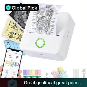Portable Mini Printer, 1 Set USB Powered Wireless Label Printer with Paper, Small Pocket Printer for Notes & Children DIY Crafts, Compatible with iOS & Android, Portable Thermal Printer