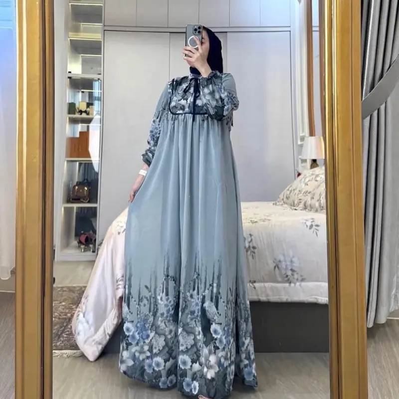Mafaza Dress Rayon Diamond Premium Baju Lebaran 2025 Dress Mewah Muslim Cantik Gamis Karet Wanita Panjang Dewasa Kain Katun