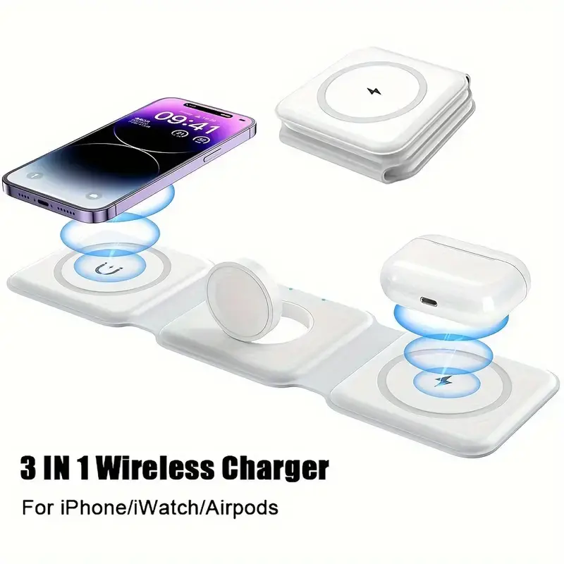 3 in 1 Folding Wireless Charger, Portable Wireless Charger, Ultra-Thin Wireless Charging Board, 15W/20W Fast Charging Magnetic Wireless Charger