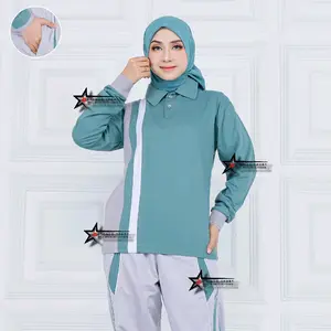 Baju Olahraga Senam Lengan Panjang Wanita / Atasan Kaos Krah Seragam Olahraga Sport Sport Sport