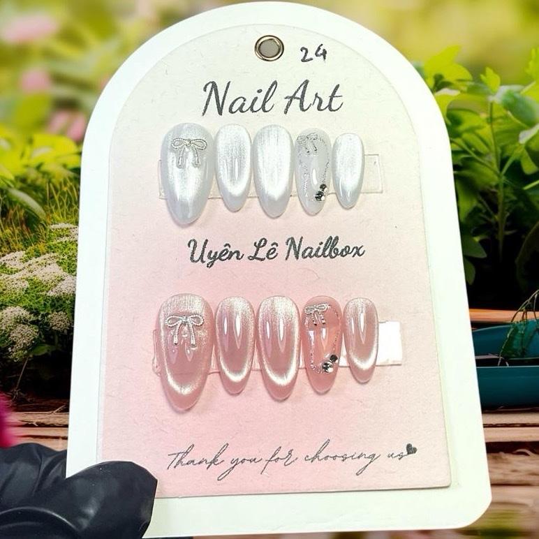 T24 nail box thủ công mắt mèo fen đính charm nơ vẽ nhũ siêu sáng