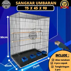 Umbaran Sangkar untuk ternak burung super Jumbo ukuran 75x45x90 cm Kandang besi lipat