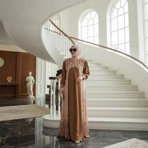 Isyana Dress Gamis Crinkle Airflow Mix Ceruty Babydoll Digital Printing Premium Wudhu Friendly Menyusui Wanita Mewah Muslim Dewasa Kondangan Lebaran Maxi Simple Nyaman Outer Basic