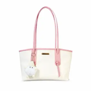 ToteBag  Wanita Kekinian Elegan Warna Pastel | Tas Kerja & Kuliah Cewek Aesthetic Bonus Gantungan Lucu