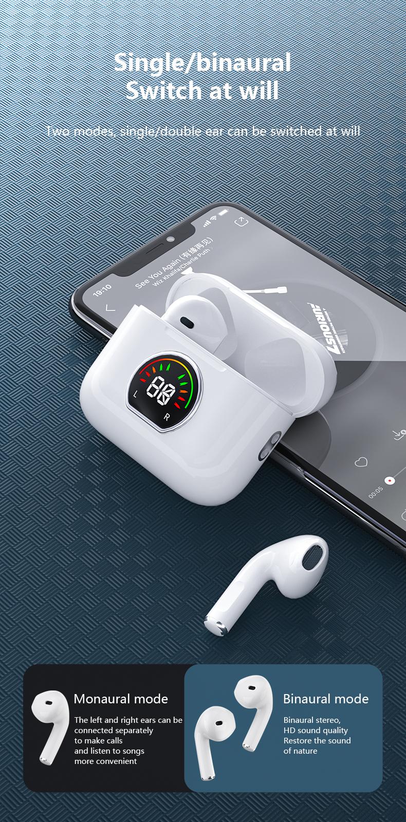 Product Introduction of Wireless Bluetooth earphones 2025 new futuristic in ear active noise cancellation wireless ultra long battery life 6