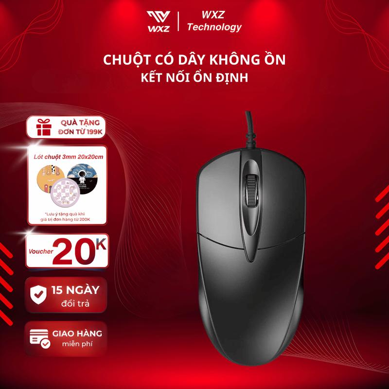 Chuột Có Dây USB Màu Đen, Không Tiếng Ồn, Cắm Là Dùng, Phù Hợp Laptop, PC, Văn Phòng