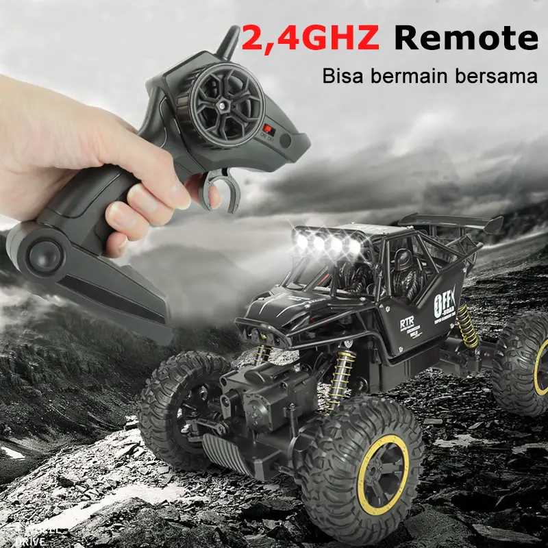 Mainan Mobil Remote Control Besar 4WD 1:16 RC Mobil Offroad Bahan Alloy 2,4GHZ Lampu Bisa ON OFF 1