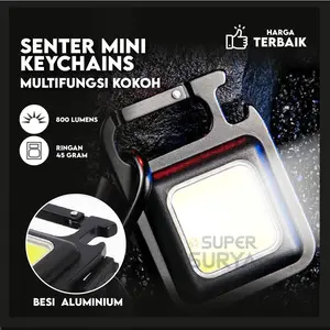 Senter Mini LED COB Gantungan Kunci Besi Lampu Kecil Keychain Camping Alumunium Cas USB Type-C