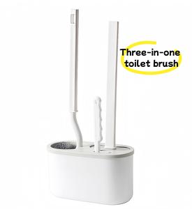 Sincecu Toilet Brush 3 in 1 Set Wall-mounted Multifunction Silicone Bathroom Cleaning Brush With Holder