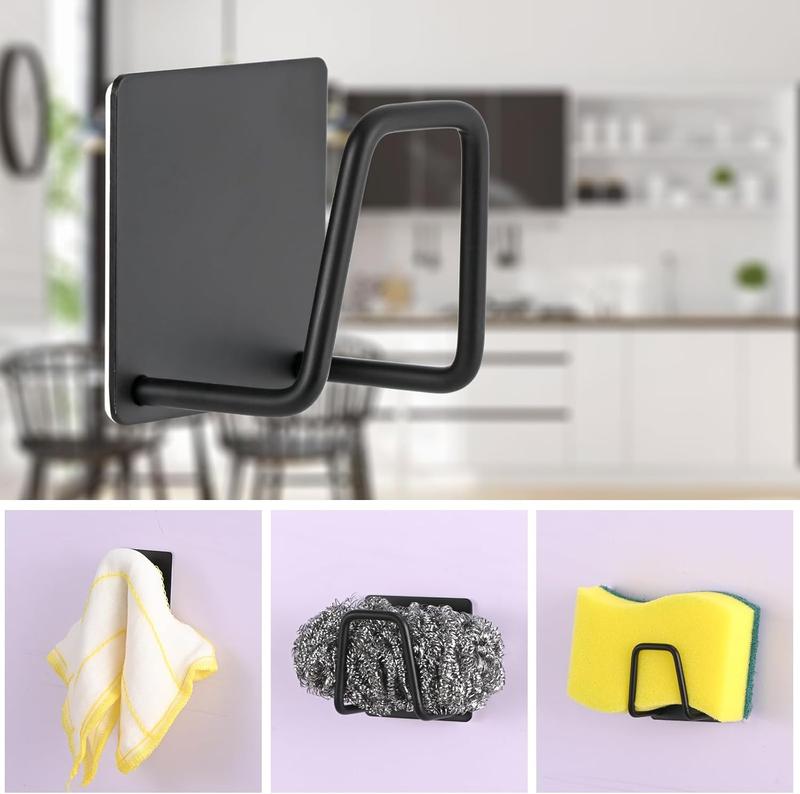 Giá Đỡ Miếng Bọt Biển Dính Bồn Rửa Nhà Bếp, Giá Để Đồ Phụ Kiện Móc Treo Máy Chà Sàn Bằng Thép Không Gỉ 0