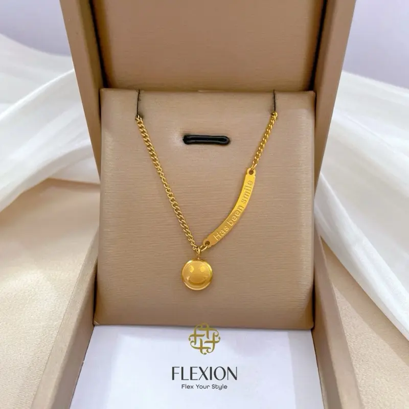 Flexion - Gelang Kaki Wanita Bahagia - Titanium Steel - Anti Karat/Hitam/Luntur - Aksesoris dan Perhiasan Fashion Korea Aesthetic Senyum - Stainless Steel 316L - 18K Gold Plated 2