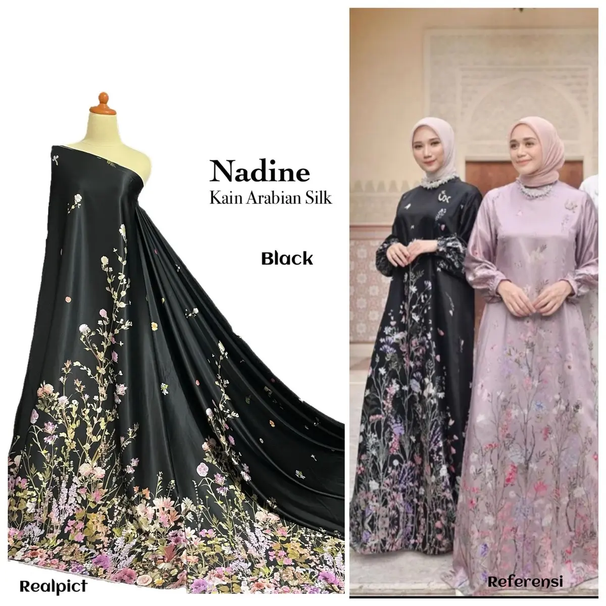 Terbaru bahan arabian silk | motif nadine | kain meteran sarimbit | kain best seller | harga setengah meter