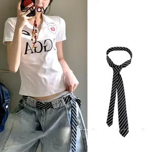 【Capaia】American Retro Style Tie Black Twill Fabric Belt Women Sweet Cool Y2K Accessory